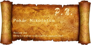 Pekár Nikoletta névjegykártya