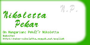 nikoletta pekar business card
